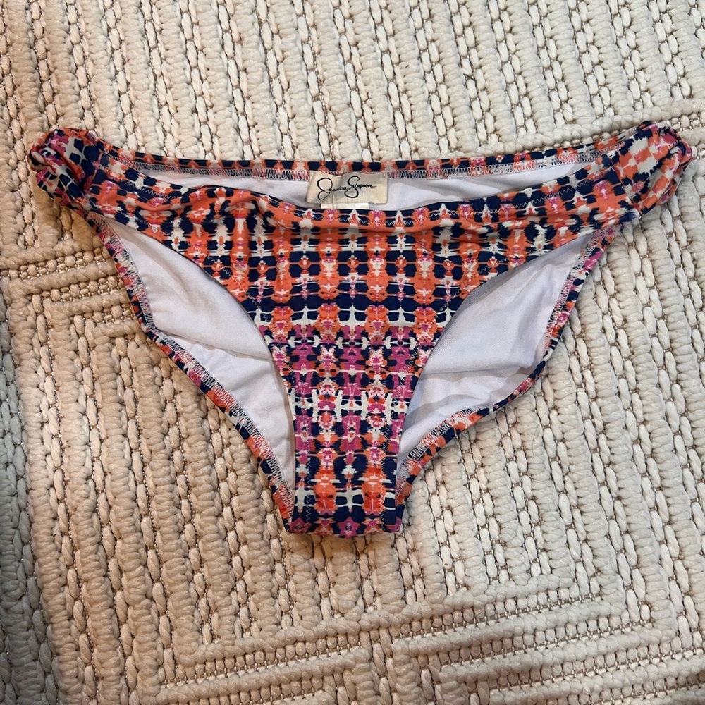 Jessica Simpson Printed Twisted Bikini Bottoms Size Large | Fuchsia Multi NWT